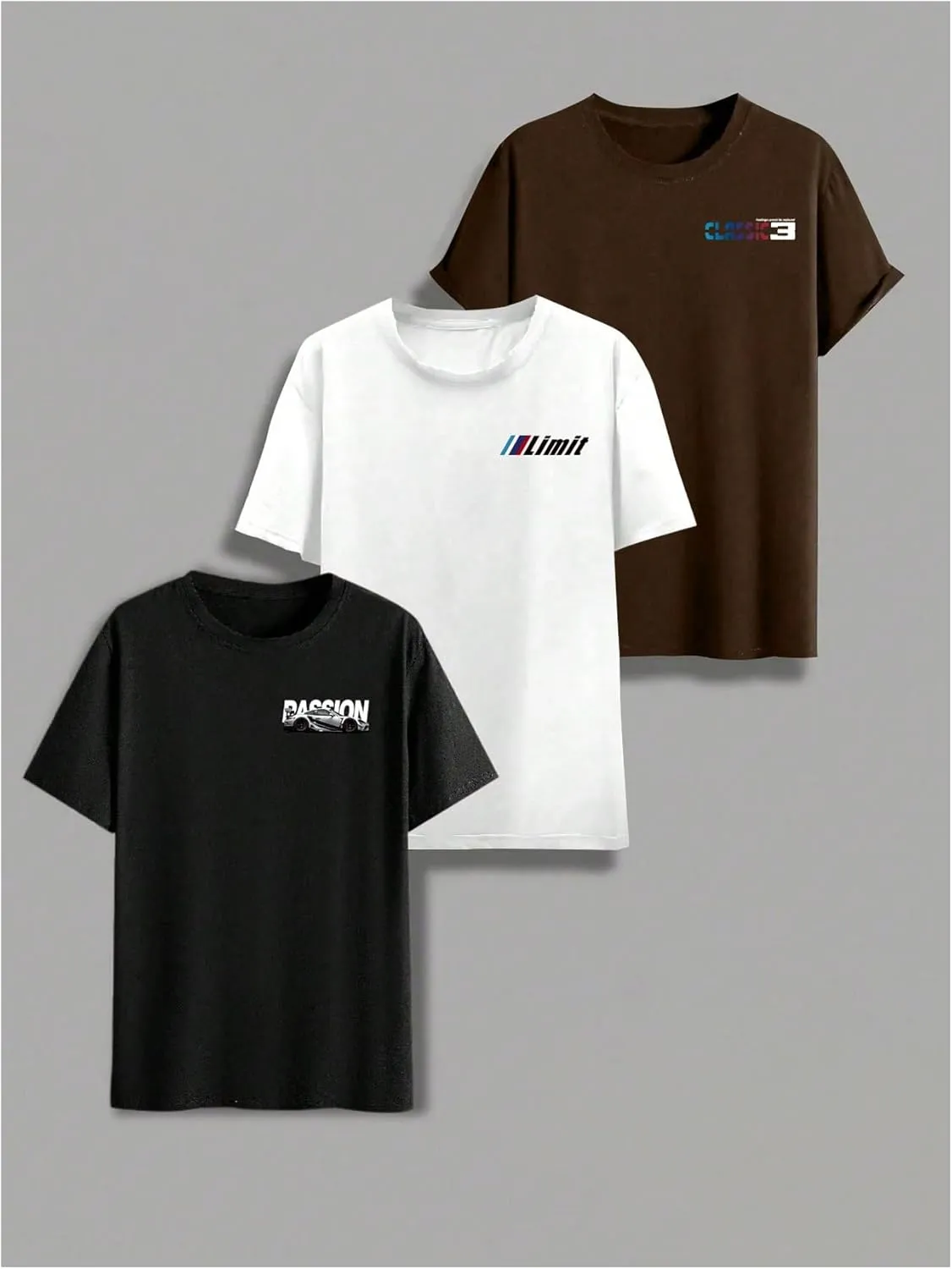 Men's 3 Pack Y2K Graphic Tees Short Sleeve Crew Neck Summer T-Shirts Top
