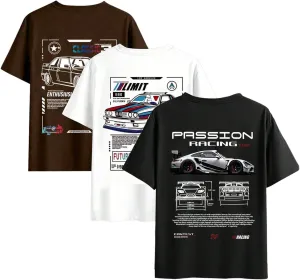 Men's 3 Pack Y2K Graphic Tees Short Sleeve Crew Neck Summer T-Shirts Top