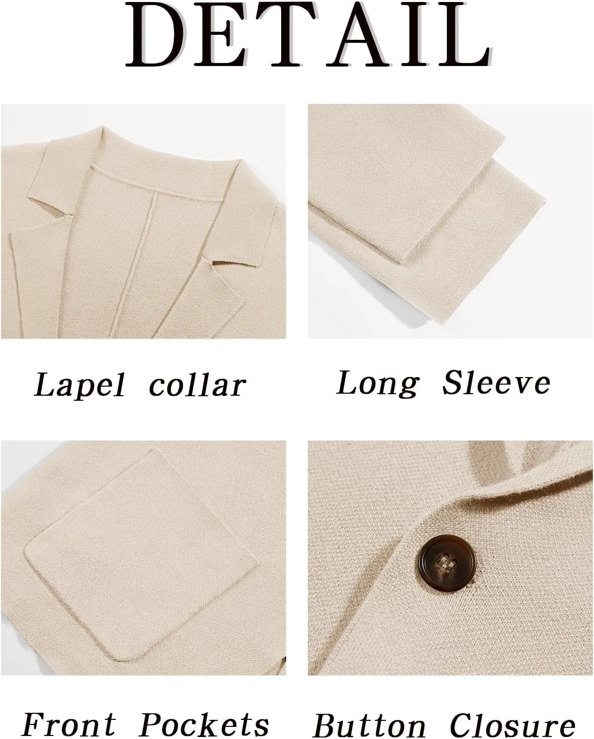 Mens Cardigan Sweater Knit Blazer Suit Jacket Casual Two Button Lightweight Sport Coat with Pockets
