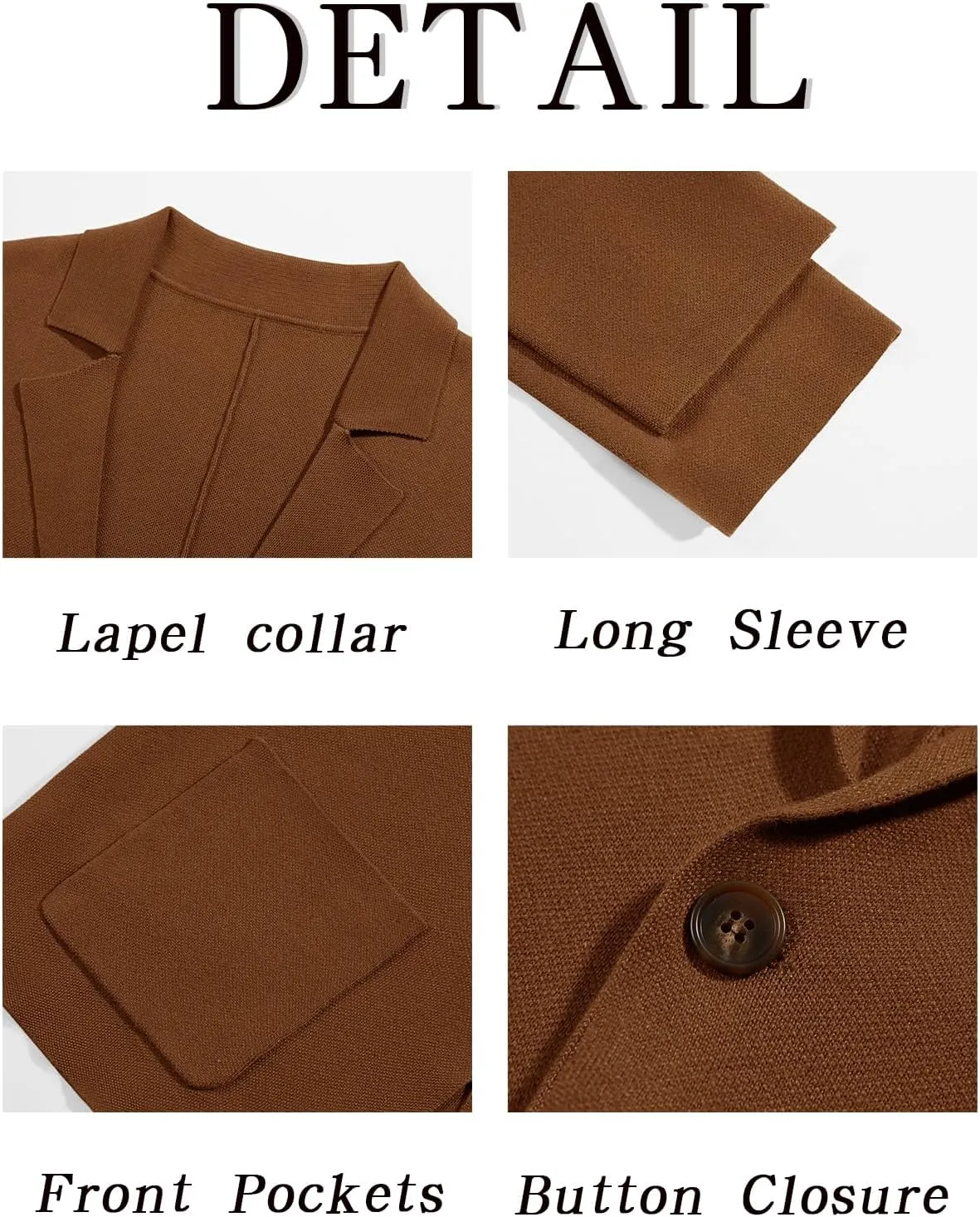 Mens Cardigan Sweater Knit Blazer Suit Jacket Casual Two Button Lightweight Sport Coat with Pockets