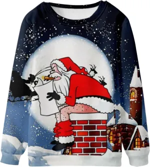 Mens Christmas Sweatshirts Festival Pullover Lightweight Crewneck Shirts Funny Long Sleeve Holiday Henley Sweater