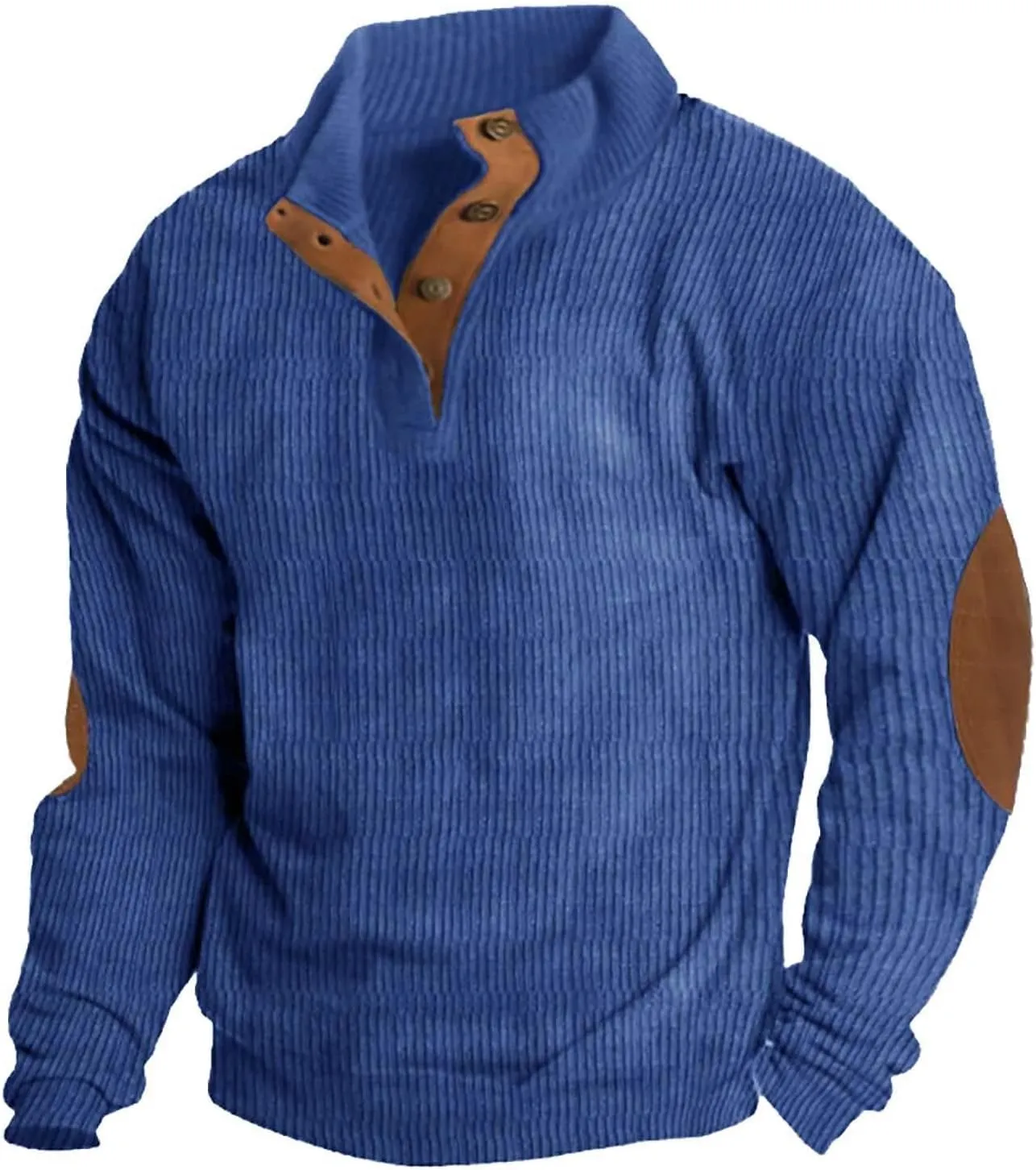 Mens Corduroy Pullover Sweatshirt Long Sleeve Button Up Polo Shirt Casual Fashion Plain Outdoor Fall Thermal Sweaters