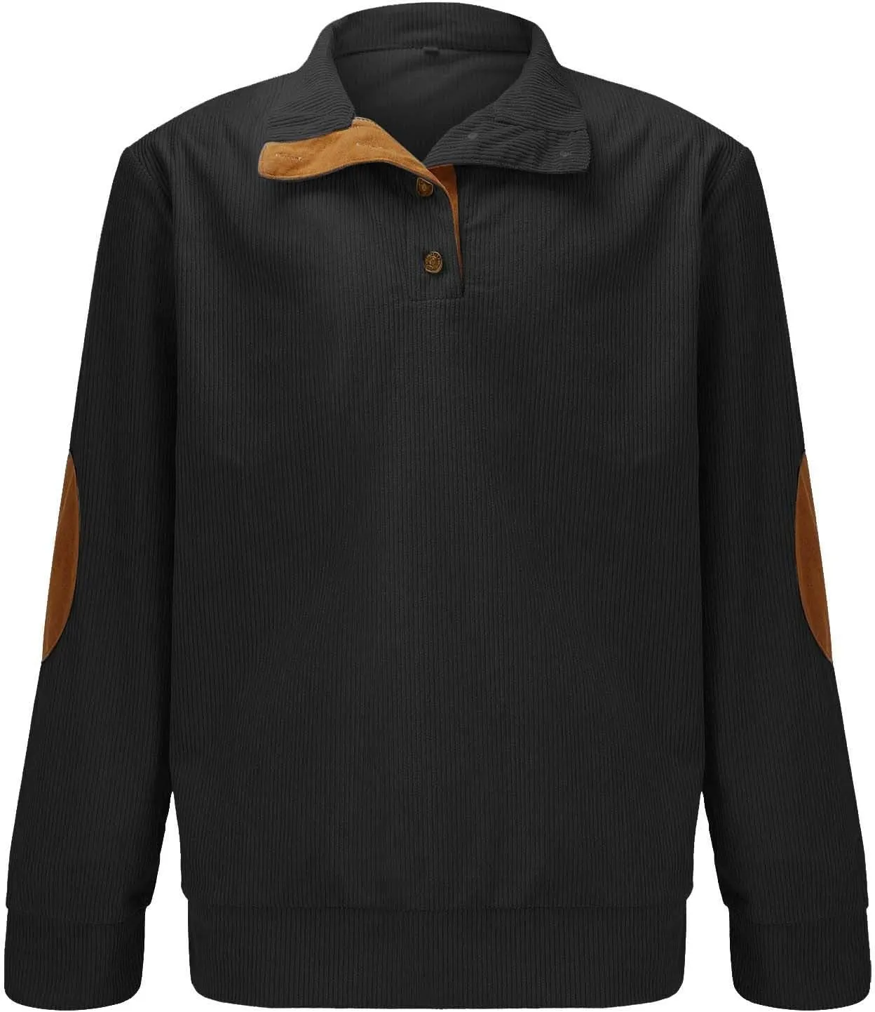 Mens Corduroy Pullover Sweatshirt Long Sleeve Button Up Polo Shirt Casual Fashion Plain Outdoor Fall Thermal Sweaters