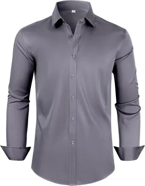 Mens Dress Shirts Long Sleeve Collared Shirt Wrinkle Resistant Formal Shirts Business Casual Button Down Shirt