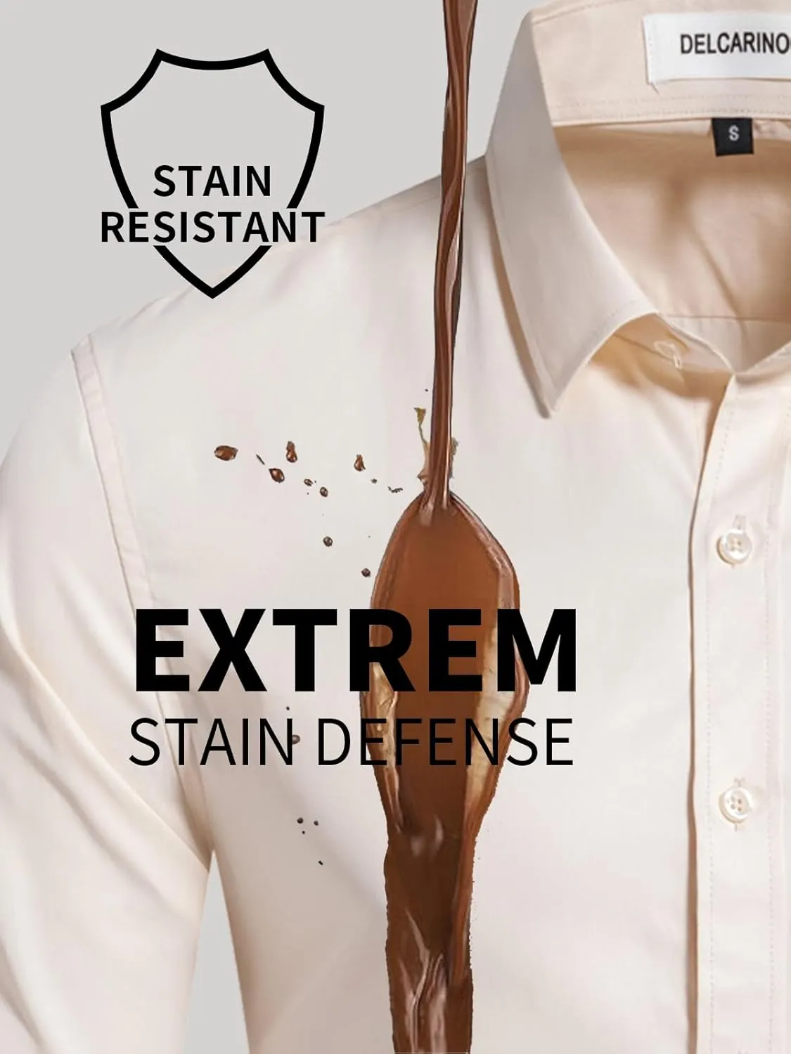 Men's Dress Shirts Stain Shield Stretch Slim Fit Shirts Wrinkle-Free Formal Business Button Down Shirt