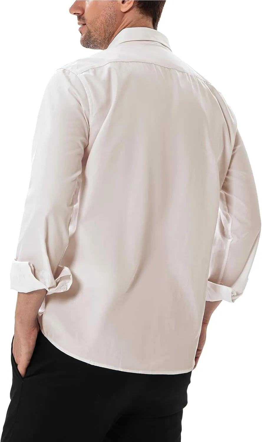 Men's Dress Shirts Stain Shield Stretch Slim Fit Shirts Wrinkle-Free Formal Business Button Down Shirt