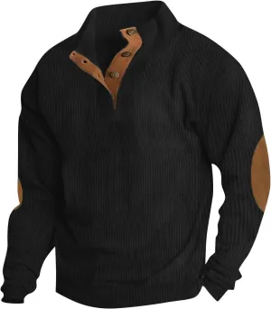 Mens Essentials Clothes For Casual Button Prints Long Sleeve Sports Vintage Fashion Stand Collar Oversized Sweatshirt