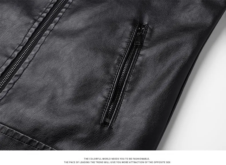 Men's Faux Leather Jacket for Fall/Winter, PU Jacket Outwear Coat