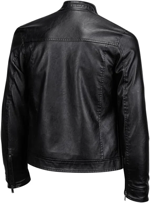 Men's Faux Leather Jacket for Fall/Winter, PU Jacket Outwear Coat