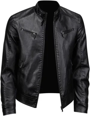 Men's Faux Leather Jacket for Fall/Winter, PU Jacket Outwear Coat