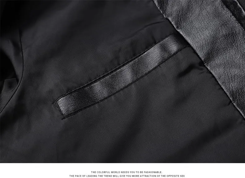 Men's Faux Leather Jacket for Fall/Winter, PU Jacket Outwear Coat