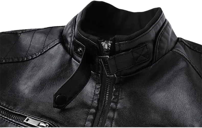 Men's Faux Leather Jacket for Fall/Winter, PU Jacket Outwear Coat