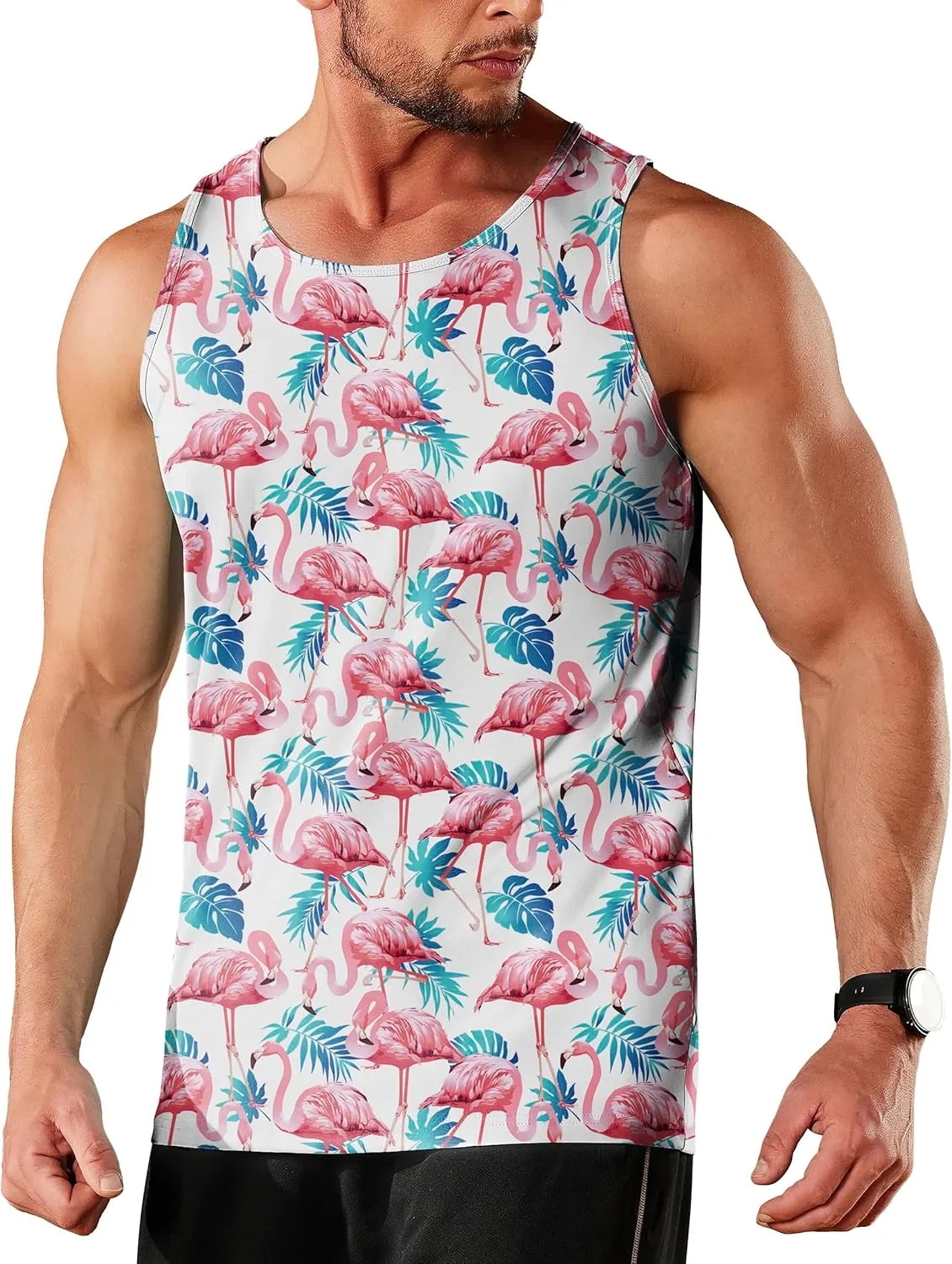 Men's Graphic Tank Tops Quick Dry Workout Beach Shirts Sleeveless Shirts for Bodybuilding Gym Fitness Training