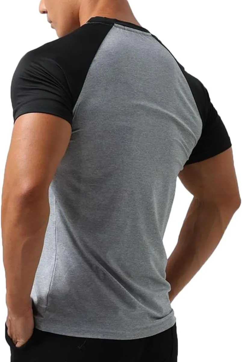 Mens Gym Muscle Short Sleeve Sweat Workout Shirts Quick Dry Stretchy Athletic T-Shirts for Men T77