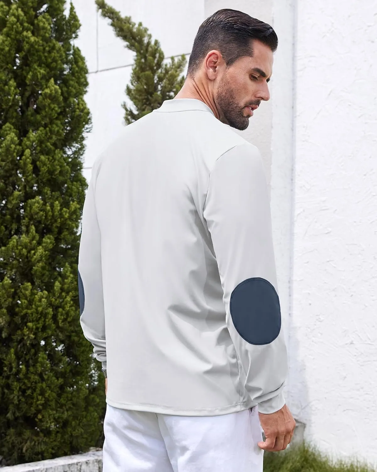 Men's Henley Golf Shirts Long Sleeve Collarless Golf Shirt Casual Moisture Wicking Quick Dry Shirts with Pocket