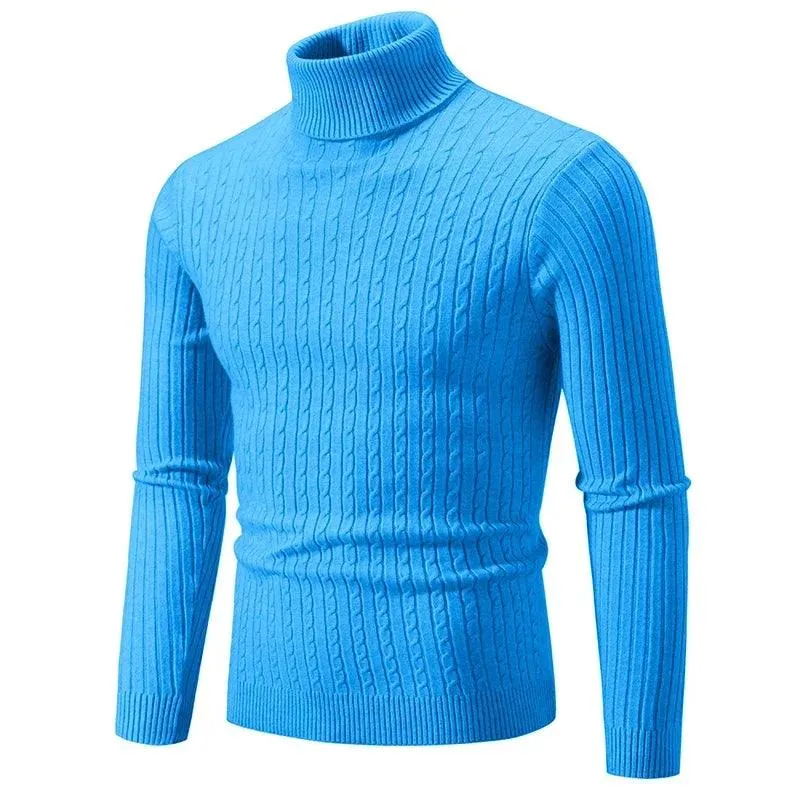 Men's High Neck Turtleneck Sweater – Stylish & Warm Winter Pullover