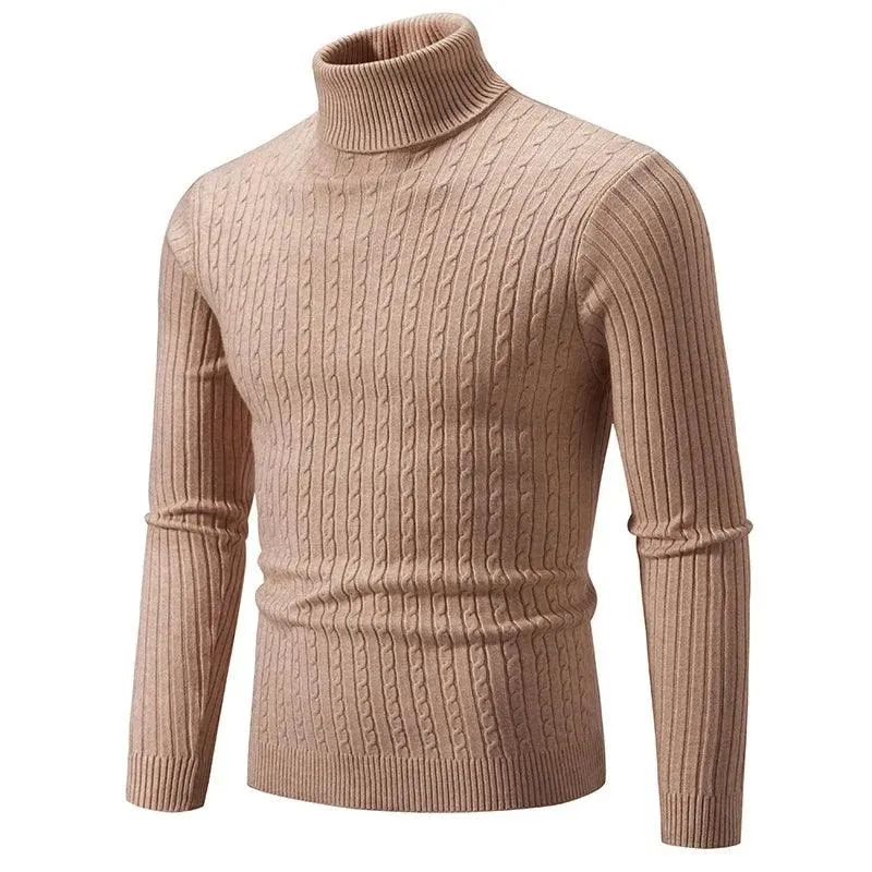 Men's High Neck Turtleneck Sweater – Stylish & Warm Winter Pullover