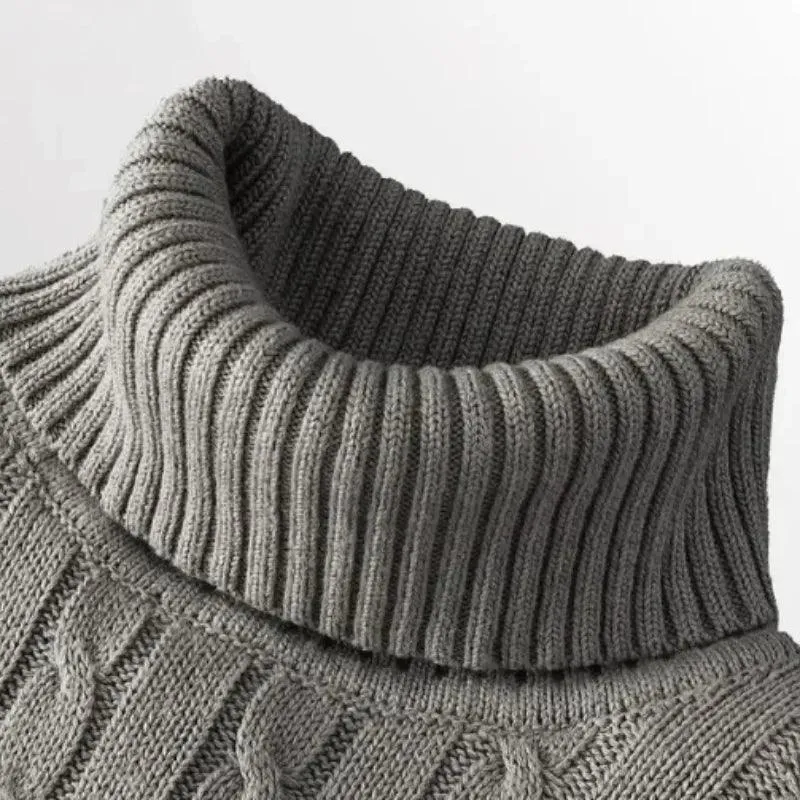 Men's High Neck Turtleneck Sweater – Stylish & Warm Winter Pullover