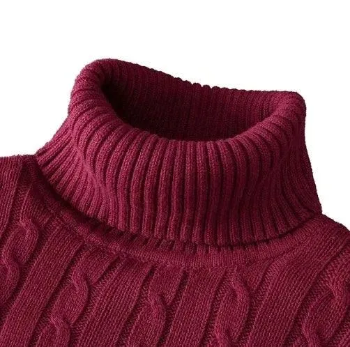 Men's High Neck Turtleneck Sweater – Stylish & Warm Winter Pullover