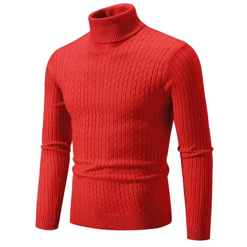 Men's High Neck Turtleneck Sweater – Stylish & Warm Winter Pullover