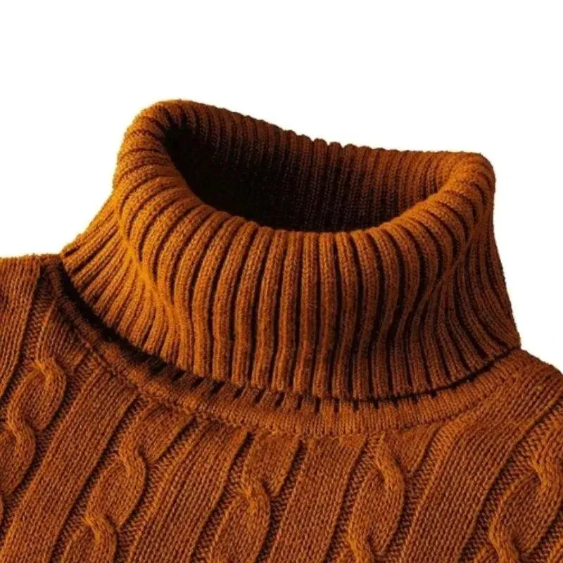 Men's High Neck Turtleneck Sweater – Stylish & Warm Winter Pullover