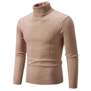 Men's High Neck Turtleneck Sweater – Stylish & Warm Winter Pullover