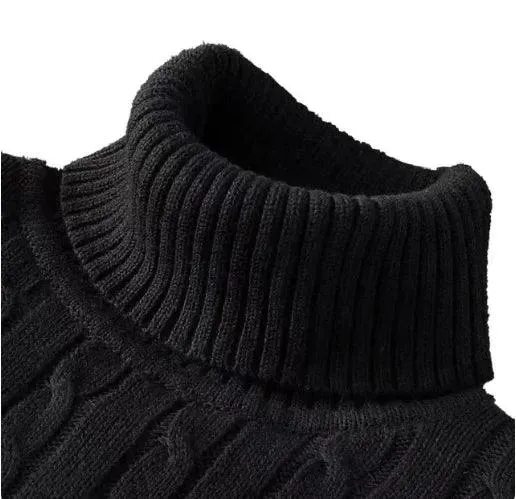 Men's High Neck Turtleneck Sweater – Stylish & Warm Winter Pullover