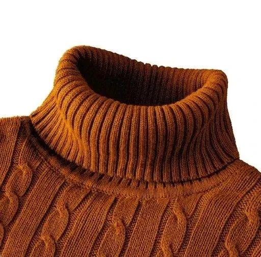 Men's High Neck Turtleneck Sweater – Stylish & Warm Winter Pullover