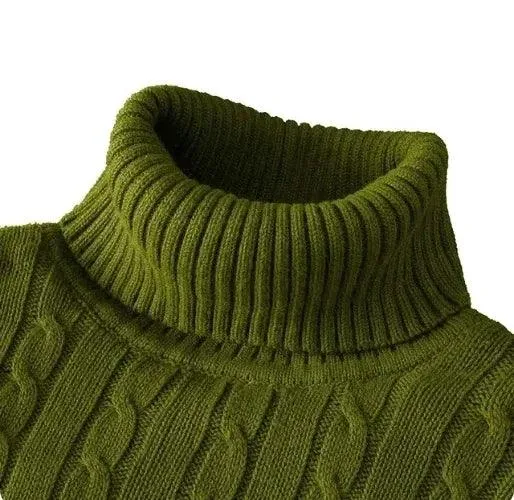 Men's High Neck Turtleneck Sweater – Stylish & Warm Winter Pullover