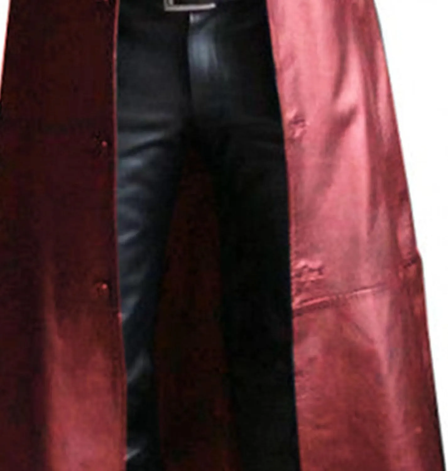Men's Leather Long Trench Coat Faux Leather Vintage Full Length Overcoat Fashion Open Front Cardigan Jackets
