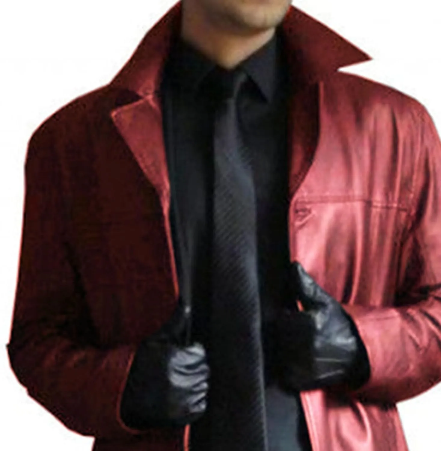 Men's Leather Long Trench Coat Faux Leather Vintage Full Length Overcoat Fashion Open Front Cardigan Jackets
