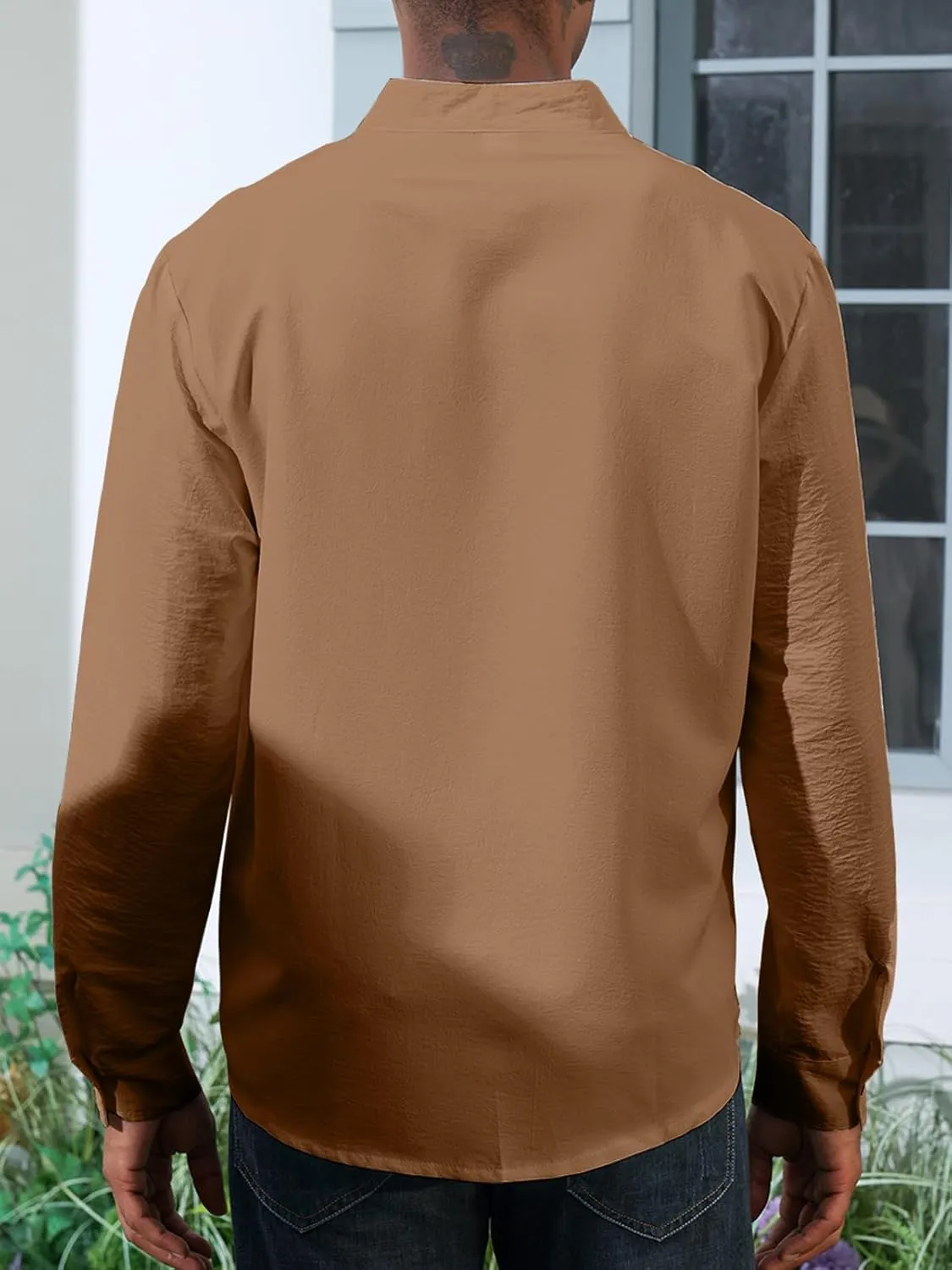 Mens Linen Shirt Short Sleeve Button Down Collar T Shirt Blouses Casual Solid Color Summer Vacation Beach Shirts