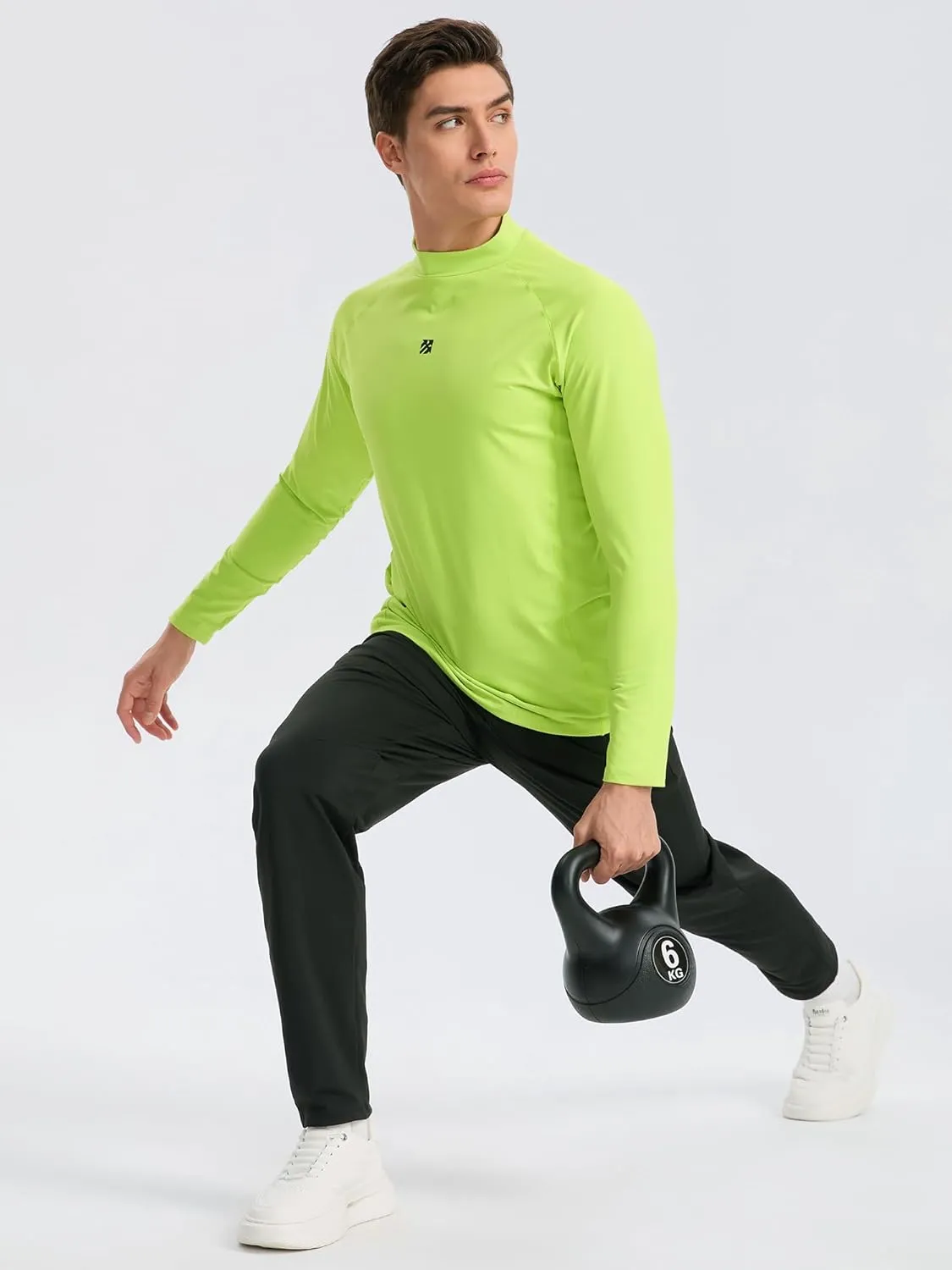 Mens Long Sleeve Workout Shirts Moisture Wicking Mock Neck Double Sides Brushed Soft Athletic T-Shirts