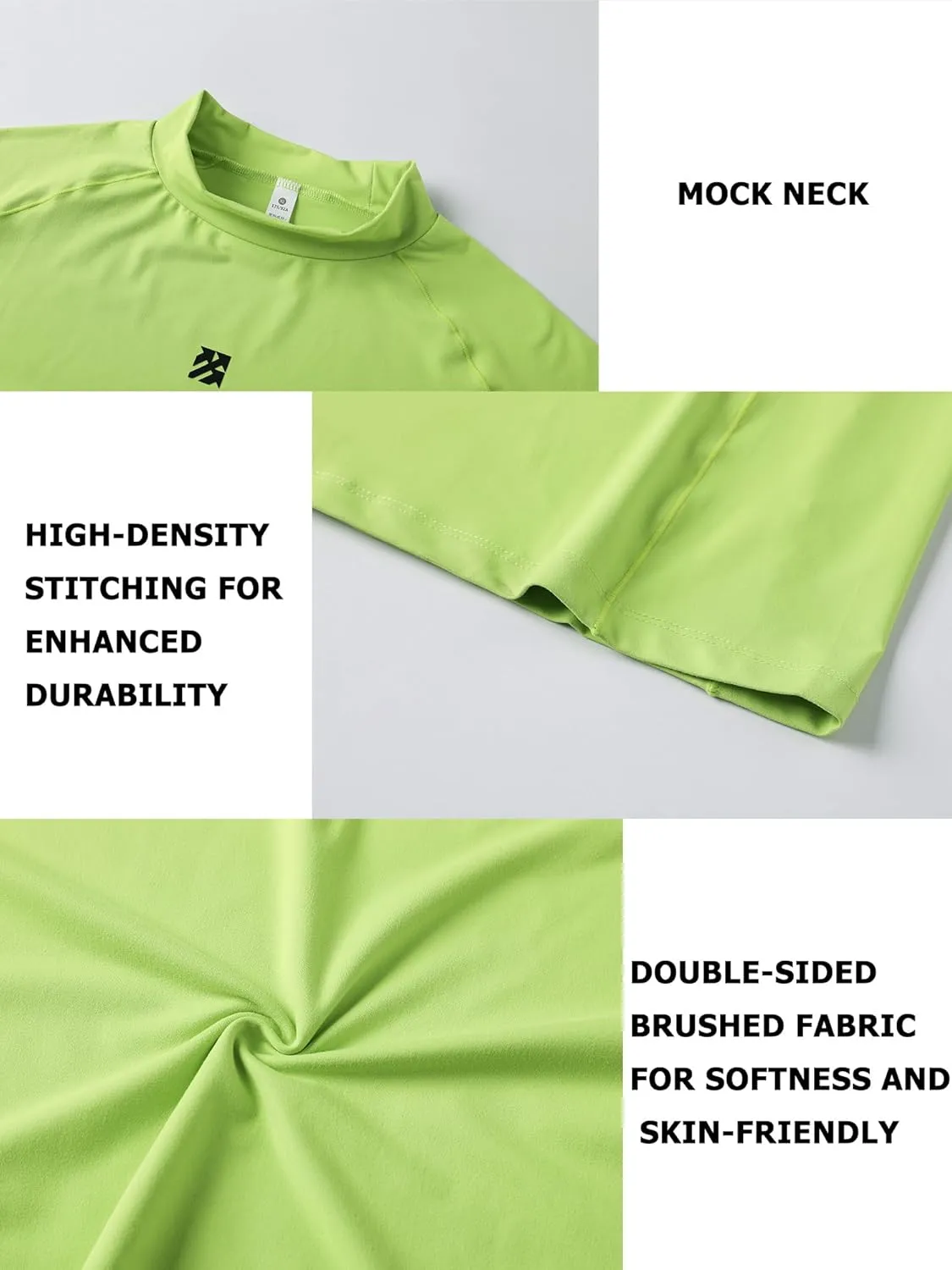 Mens Long Sleeve Workout Shirts Moisture Wicking Mock Neck Double Sides Brushed Soft Athletic T-Shirts