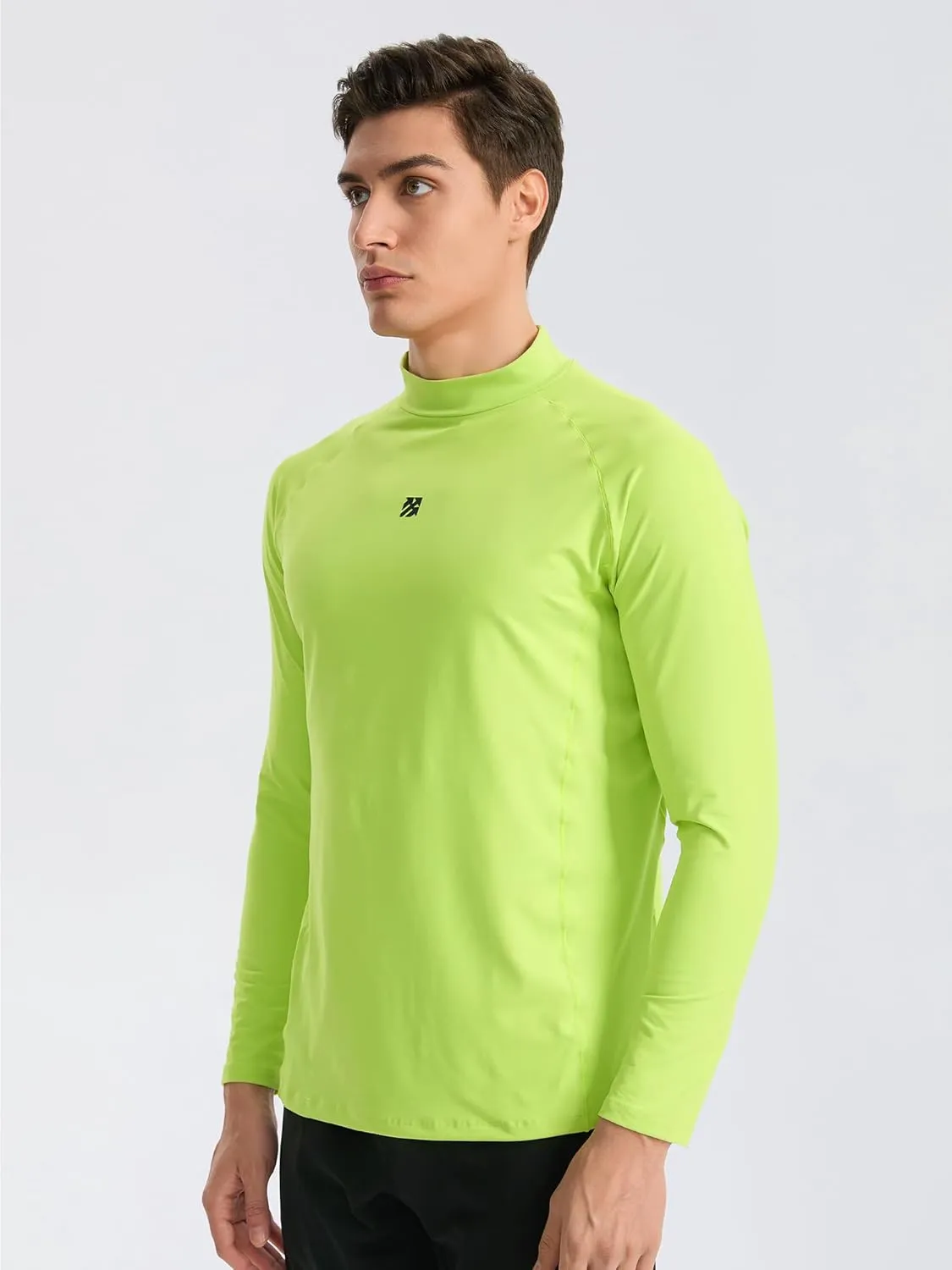 Mens Long Sleeve Workout Shirts Moisture Wicking Mock Neck Double Sides Brushed Soft Athletic T-Shirts
