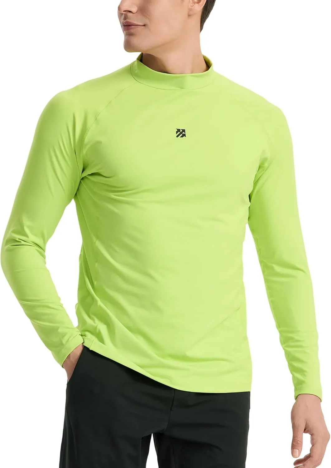 Mens Long Sleeve Workout Shirts Moisture Wicking Mock Neck Double Sides Brushed Soft Athletic T-Shirts