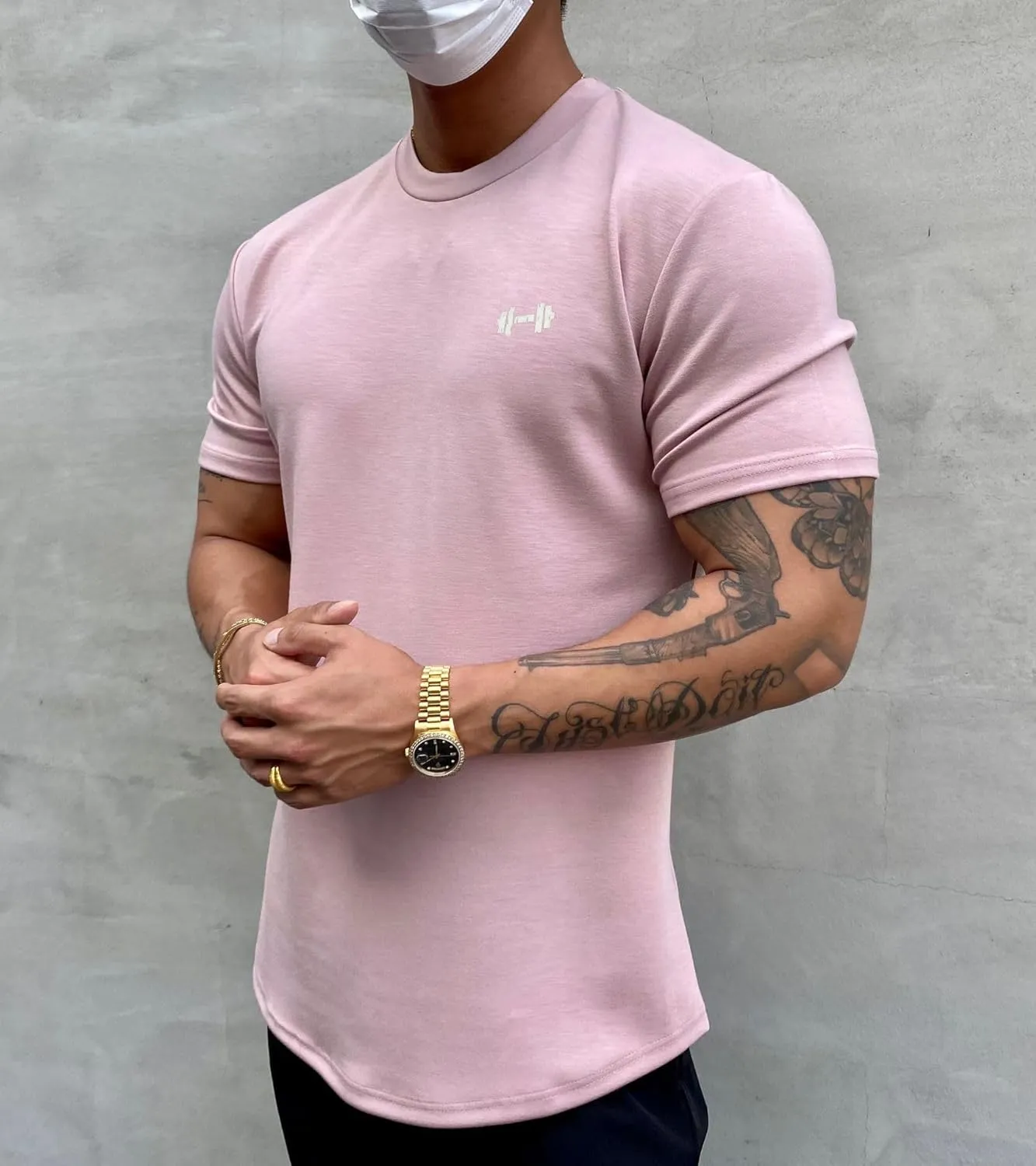 Men's Muscle Fit Longline Bodybuilding Workout Casual Fashion Short Sleeve T-Shirt
