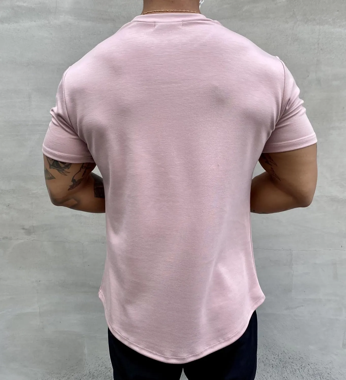 Men's Muscle Fit Longline Bodybuilding Workout Casual Fashion Short Sleeve T-Shirt