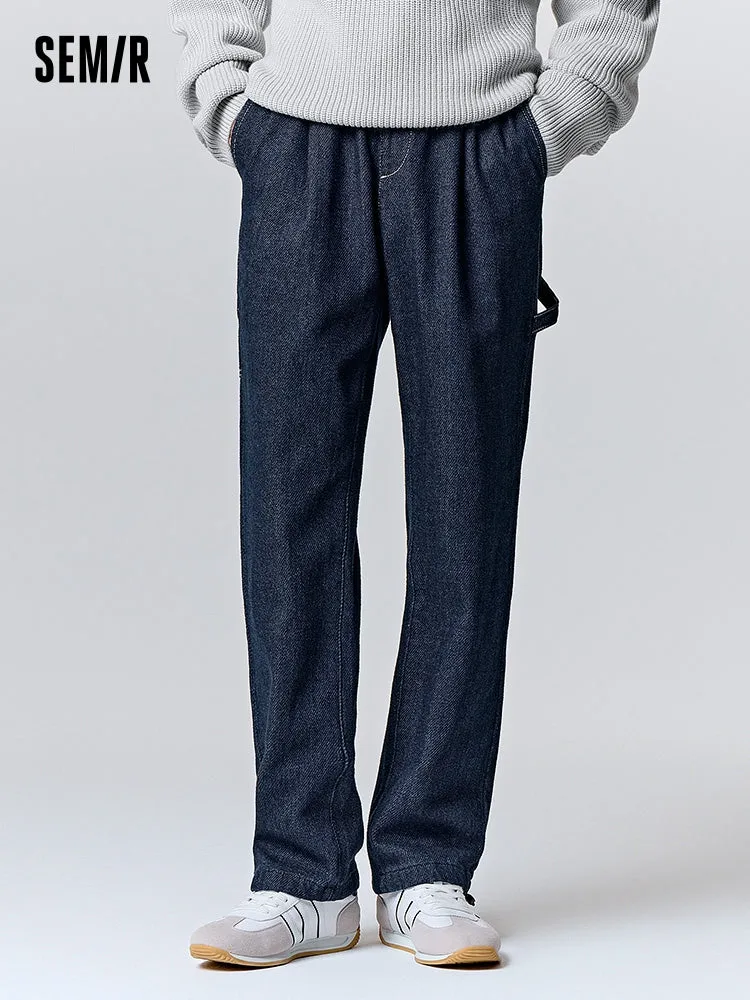 Men's original color denim straight pants