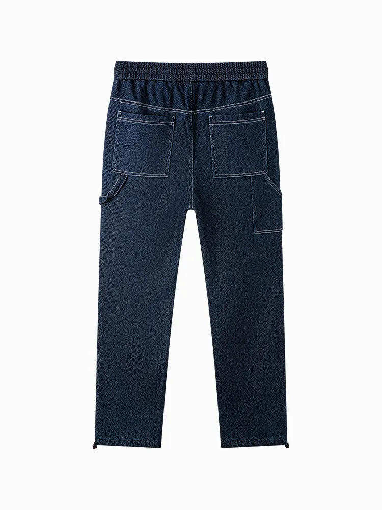 Men's original color denim straight pants