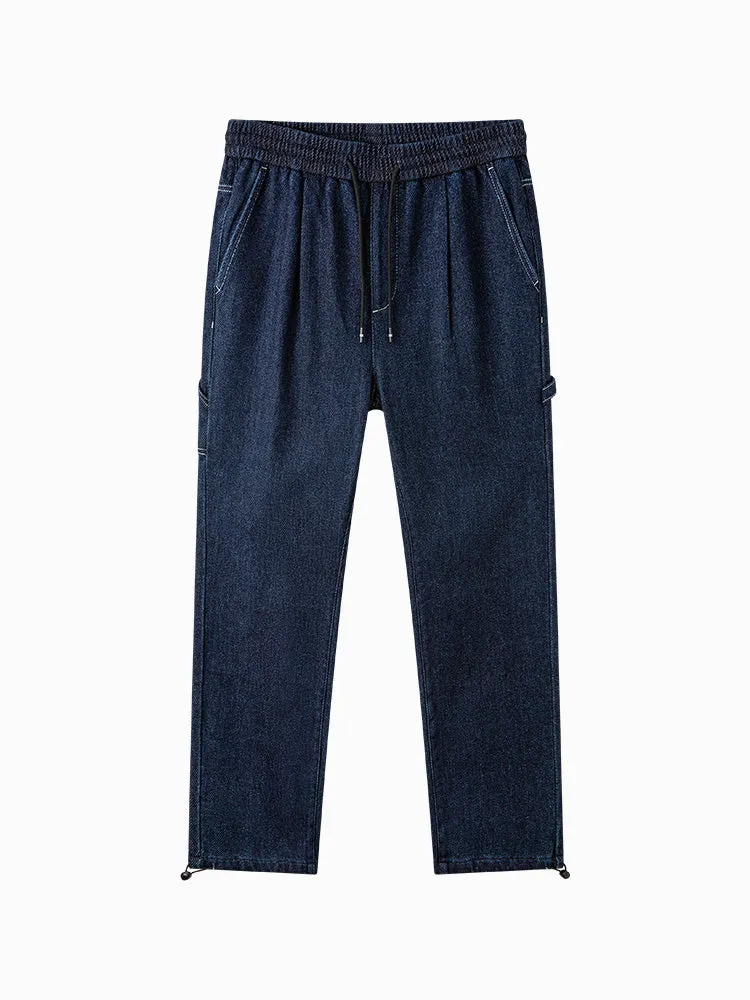 Men's original color denim straight pants