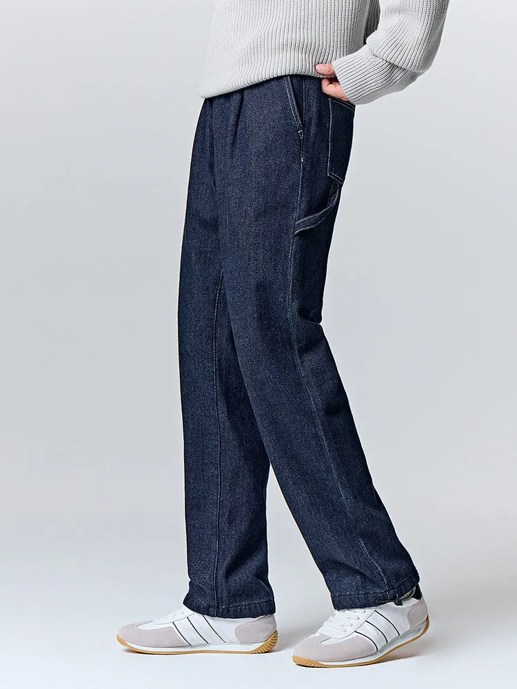 Men's original color denim straight pants