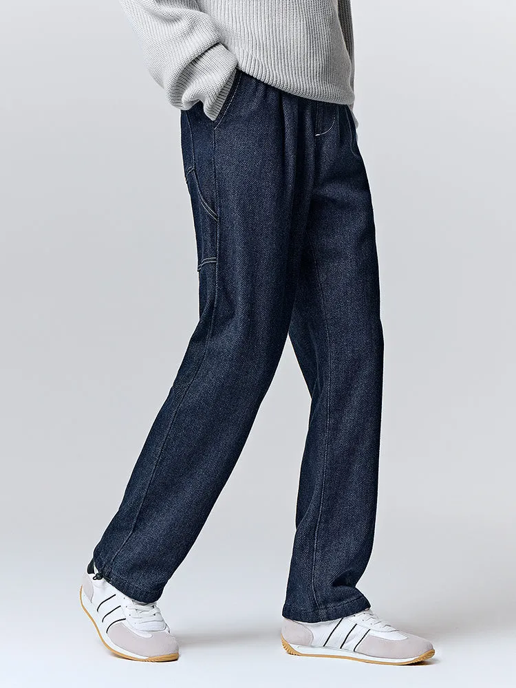 Men's original color denim straight pants