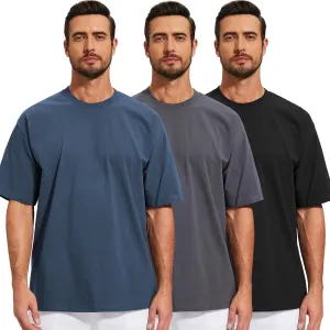 Men's Oversized T-Shirts Cotton Tee Heavyweight Unisex Short Sleeve Crew Neck Loose Fit Basic Tops