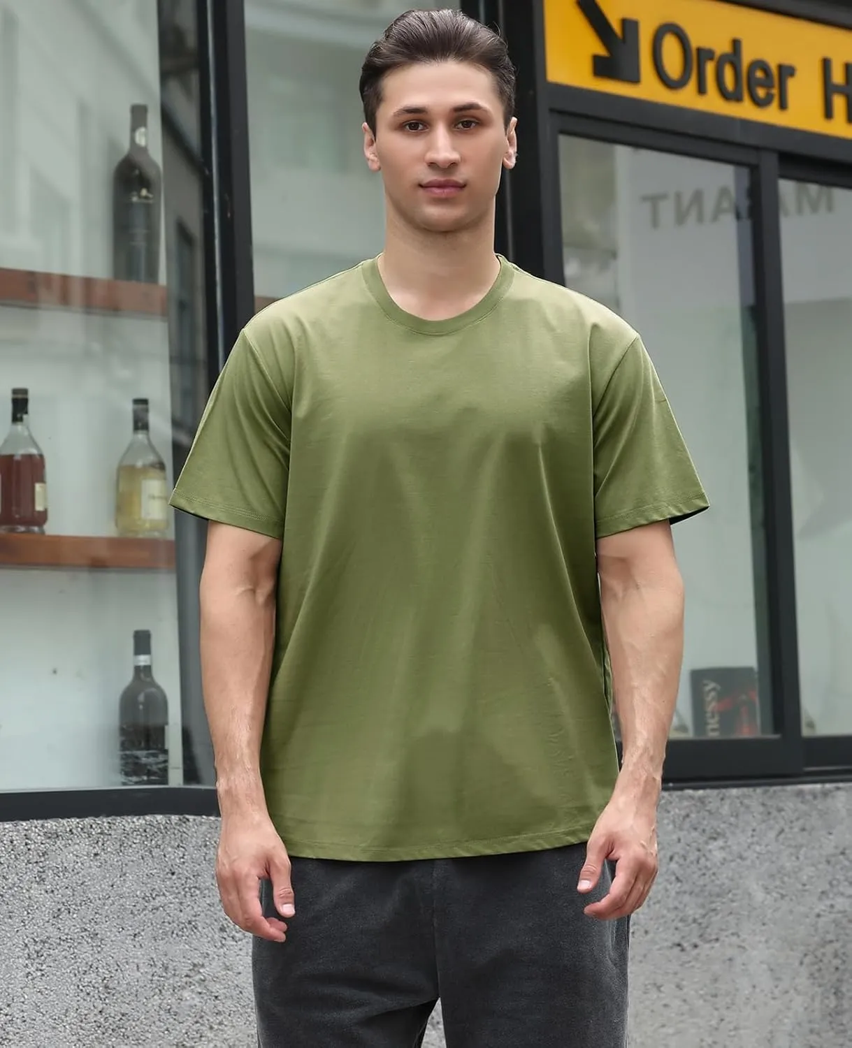 Men's Oversized T Shirts Lightweight Cooling Soft T-Shirt Short Sleeve Slick Casual Basic Crewneck Tee Shirt