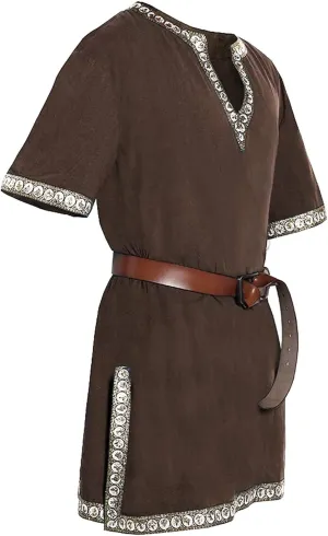 Mens Renaissance Shirts Medieval Costume Halloween Tunic Vintage Shirts Viking Knight Pirate Warrior Top with Belt Tops