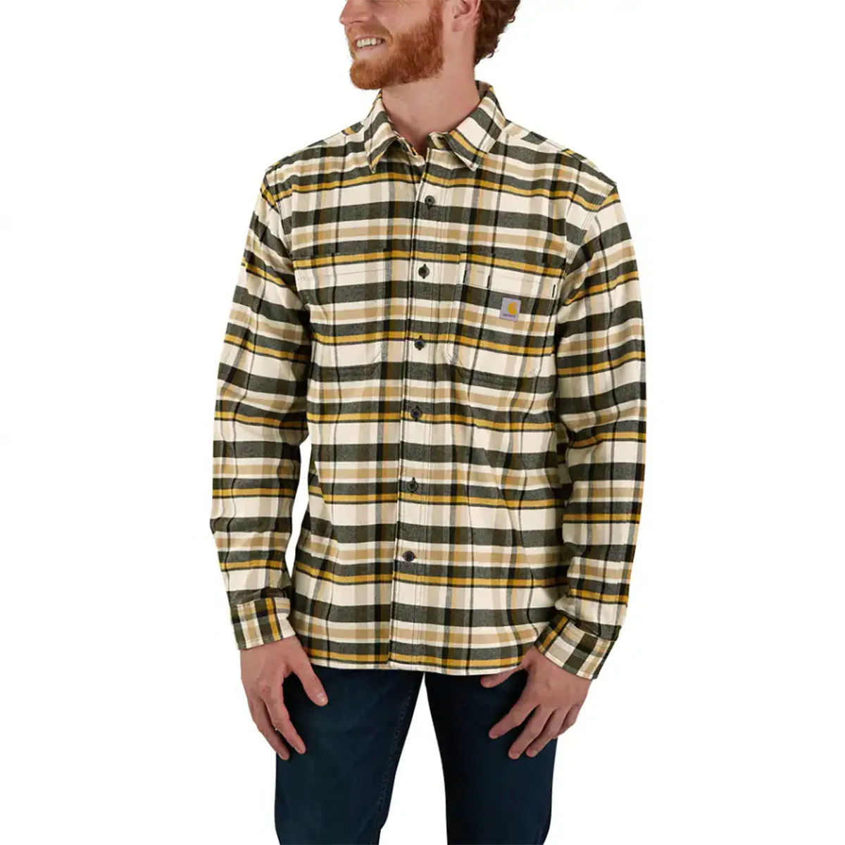 Men's Rugged Flex Relaxed Fit Midweight Flannel Long-Sleeve Plaid Shirt 106352