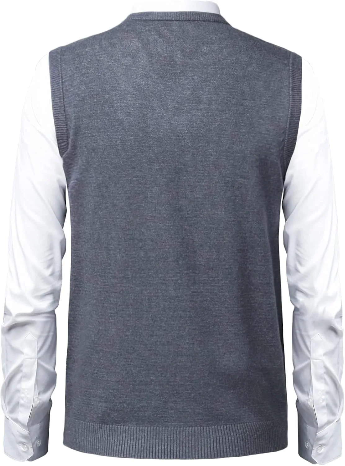 Mens Soft V Neck Crew Neck Knitted Sweater Vest Solid Sleeveless Pullover Slim Fit Plain Color for Dad Husband