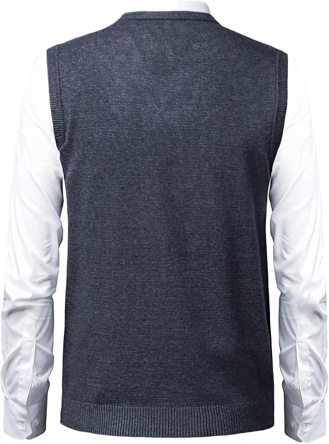 Mens Soft V Neck Crew Neck Knitted Sweater Vest Solid Sleeveless Pullover Slim Fit Plain Color for Dad Husband