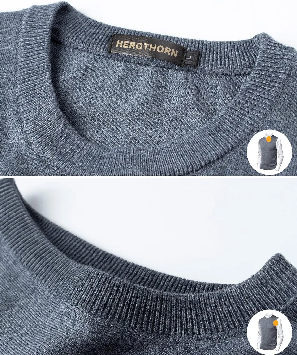 Mens Soft V Neck Crew Neck Knitted Sweater Vest Solid Sleeveless Pullover Slim Fit Plain Color for Dad Husband